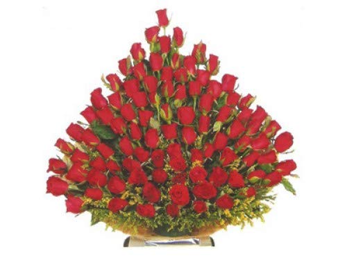 Floralbay Special Basket Arrangement of Red Roses Fresh Flowers (Basket of 51)