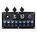 Boat Rocker Switch Panel, Waterproof 8 Gang Automotive Toggle Switches with Digital Voltage Display 3.1A Double USB Power Charger Adapter 12V Cigarette Lighter Socket for Marine Car Truck Jeep