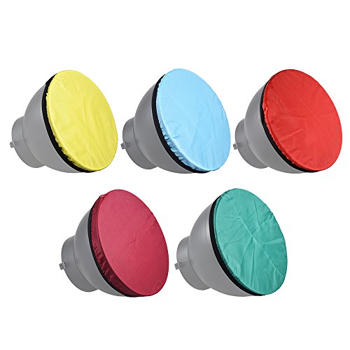 Andoer Photography Light Soft Diffuser Cloth Kit for 7" 180mm Standard Studio Strobe Reflector 5 Colors/Set