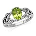 Silvershake 1.32ct. 8X6mm Natural Oval Shape Peridot 925 Sterling Silver Celtic Knot Solitaire Ring Size 8