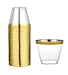 Gold Rimmed Plastic Cups, Clear Plastic Tumblers – Disposable Party, Wedding Plastic Cups, 9 oz - 50 Pack