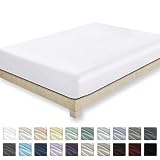 California Design Den 400 Thread Count 100% Cotton 1 Fitted Sheet Only, Pure White Twin XL Fitted Sheet, Long - Staple Combed Pure Natural Cotton Sheet, Soft & Silky Sateen Weave