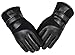 YQXCC Winter Men's Leather Gloves Touch Screen Outdoor Sports Cycling Windproof Warm Gloves (Black)