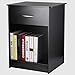 INTEY Modern Black Nightstand/Bedside Table with Drawer and Open Shelf, MDF Tall Bedroom End Table
