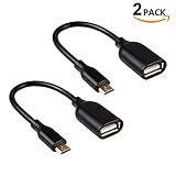 OTG Cable Micro USB to USB A-Female, 2 PACK EVISTR USB 2.0 Cell Phone OTG Cable 6inch Gold Plated Cable On The Go Adaptor for Samsung Sony, Android Smartphone Tablet