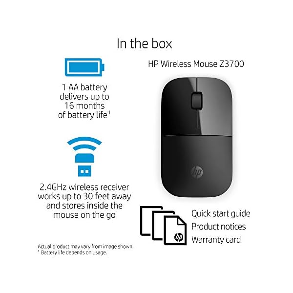 HP-Z3700-Black-24-GHz-USB-Slim-Wireless-Mouse-with-Blue-LED-1200-DPI-Optical-Sensor-Up-to-16-Months-Battery-Life HP Z3700 Black 2.4GHz USB Slim Wireless Mouse with Blue LED 1200 dpi Optical Sensor, Up to 16 Months Battery Life