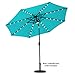 C-Hopetree 9 ft Outdoor Patio Market Table Umbrella with Solar LED Lights and Tilt, Aqua Blue