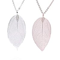 Long Leaf Filigree Necklace Pendant Necklaces Delicate Lightweight Real Natural Filigree Fashion Jewelry for Women