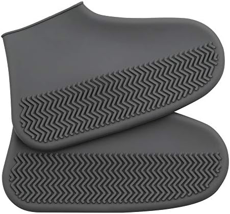 Coolnice Rain Boot Shoe Cover Silicone Shoe Covers Waterproof For Men Women Kids Washable Reusable Durable Slip-Resistant Overshoes For Outdoor Camping Fishing Cycling-Grey-Large Size