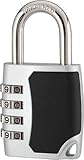 Bosvision 1.7 inches width Combination Padlock with Resettable 4-Digit Combination, 1/4 inches Shackle - Black + Silver