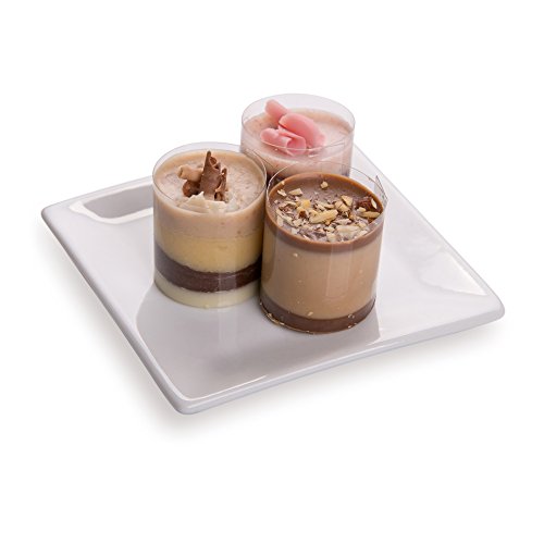 Mini Porcelain Plate - Square - 3" with a Raised Edge - Porcelain Edge Plate for Desserts, Appetizers and more - 10ct Box - Restaurantware