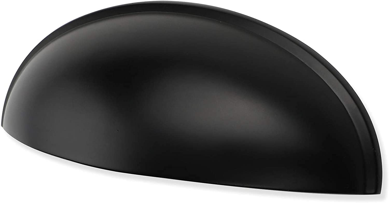 Goldenwarm Black Cup Handles for Drawer and Cupboard - LS0313BK76 Kitchen Door Handles, 76mm Hole Centers