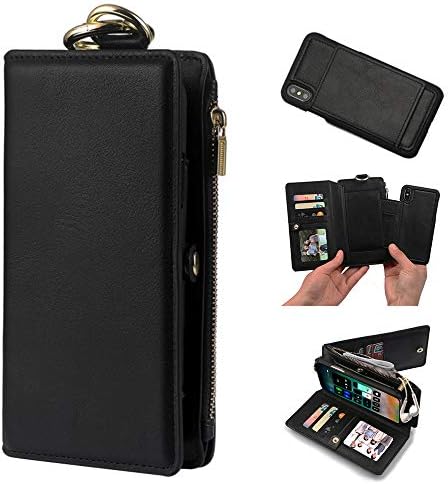 Heromiracle lPhone Xs Max Leather Wallet Case Compatible with iPhone Xsmax Xmax Card Holder Kickstand Cover 10s Sx 10xs 10Max Bumper 6.5 inch (Black)
