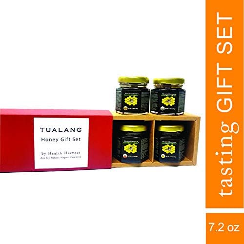 Tualang Honey Gift Set (50g x 4 Jars: Gold, Black, Red & Yellow Honeys) | More Than 200 Types of High Density Pollen Grains | Wild Harvested from Sumatra Tropical Rainforest (Colour: Retro Red)