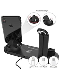 SODYSNAY Wireless Charger, 3 in 1 Wireless Charging Dock for Apple Watch and Airpods, Charging Station for Multiple Devices, Qi Fast Wireless Charging Stand Compatible iPhone X XS XR Xs Max 8 8 Plus