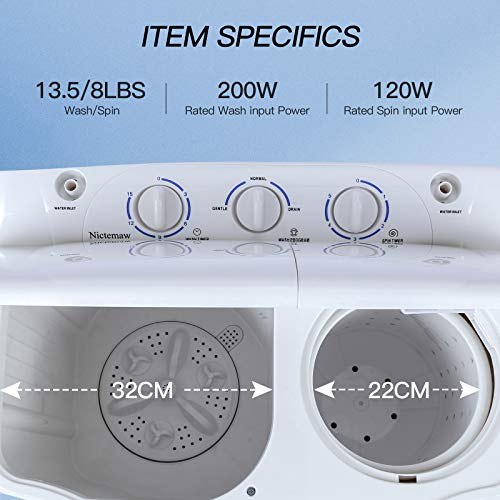 Nictemaw Portable Compact Mini Washing Machine, TwinTub Washing