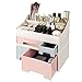 SONGMICS Large Makeup Organizer, Bathroom Cosmetics Storage, Stackable, 3 Pieces Set with 4 Drawers for Vanity Table Countertop Office Desk, Pens Jewelry Display DIY 12.6