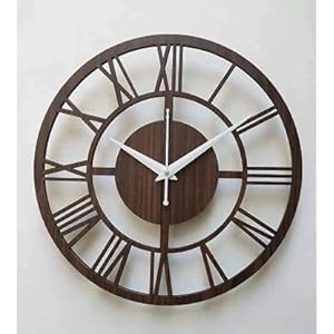TOWN CRAFTS Wooden Open Wall Clock (Brown, 30 x 30)