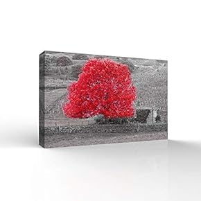 Wall26-Canvas Wall Art-RED and Black Back Ground Tree Theme-Giclee Painting Wall Bedroom Living House Decoration Home Art - 12x18 inches