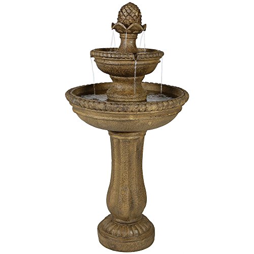 UPC 815008022714, Sunnydaze Outdoor Roman Pineapple 2-Tier Garden Water Fountain, 38 Inch Tall