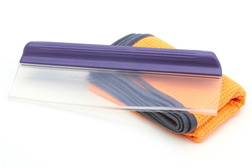 One Pass Original Water Blade, 12 Inch Silicone T-Bar Squeegee with Microfiber Finishing Towel