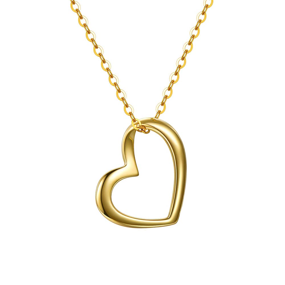 SISGEM 9 ct Gold Heart Necklace, Solid Yellow Gold Floating Opening Heart Pendant Necklace, for Women Girls Ladies Mum Sisters, 16"+1"+1"