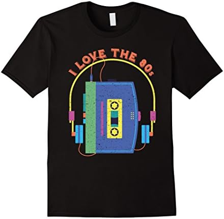 Mens I Love the Eighties Distressed T-Shirt - Retro Gift 2XL Black