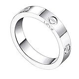 Qindishijia 4mm Silver Love Ring-Lifetime Just Love You with (Silver, 7)