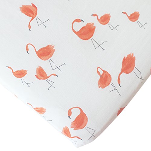 Baby Changing Pad Cover Set Muslin Cotton, Portable Contoured Diaper Change Pad Sheet for Boys and Girls by Vlokup, Flamingo & Giraffe Prints