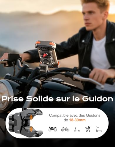 CIRYCASE 2026 Upgraded Anti-Vibration Motorcycle Phone Holder, 360° Adjustable Phone Holder Bike Super Stable, Quick Mounting & Locking, Smartphone Holder Scooter/Mountain Bike for 4.7-6.8 Inch Phones