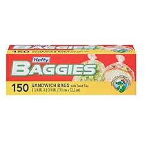 Hefty Baggies Storage Bags (Sandwich, Twist Tie, 150 Count)
