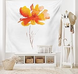 Ambesonne Watercolor Flower Tapestry, Single Poppy