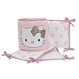 Lambs & Ivy Hello Kitty Hearts 4-Piece Crib Bumper, Pink/White