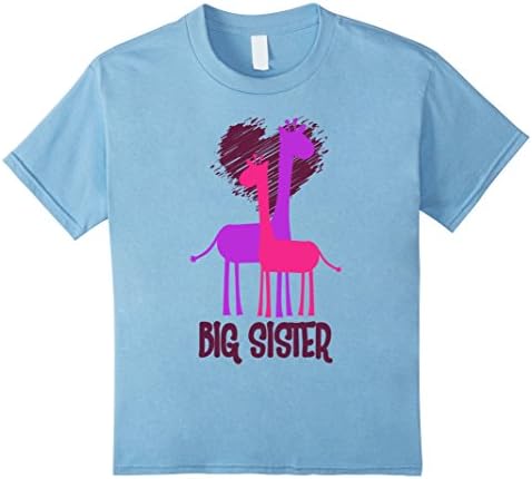 Kids Giraffe Big Sister Shirt, Little Sister Matching sibling Tee 4 Baby Blue