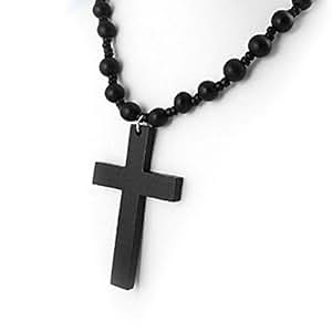 wooden beads cross necklace