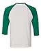 Bella 3200 Unisex 3 By 4 Sleeve Baseball Tee - White & Kelly, Medium