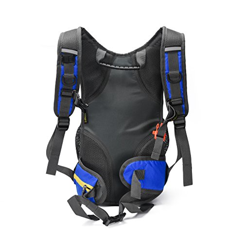 Juboury Hydration Backpack with Free 2L Water Bladder Reservoirs, 15L Hydration Rucksack Bag, All Weather Cover for Running, Hiking, Biking, and Any Other Outdoor Activity (Blue) - Thumbnail 2