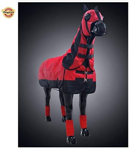 KEKET1 Horse Rugs Blankets Waterproof Horse Head Cover And Horse Leggings Vest Winter Thickening Long-staple Cotton Horse Rugs Turnout Rug,135cm