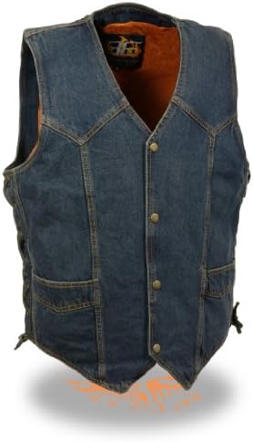 The Bikers Zone Men's 100% Cotton Side Lace Blue Denim Vest S (40) Blue