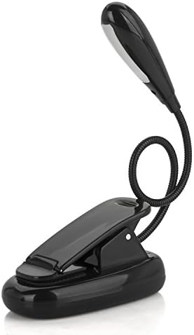 TOMSOO Rechargeable 4 LED Extra-Bright Book Light, Easy Clip On Reading Light, Music Stand Light, 2 Brightness Settings, 360° Adjustable Travel Light with Soft Padded Clamp, for Readers, Children