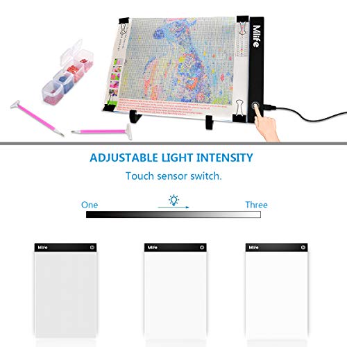 Mlife Diamond Painting A4 LED Light Pad Kit - Diamond Art Light Board with 32PCS 5D Painting Tools, Apply to Full Drill & Partial Drill 5D Diamond Painting with Detachable Stand and Clips