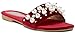 Catherine Malandrino Bera Womens Fashion Pearl Velvet Slide Sandals, Burgundy Velvet, Size 7, US