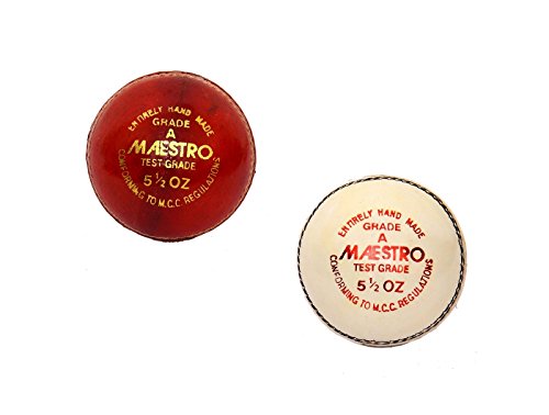 C&W Cricket World Leather Sports Cricket Match One Day Game Practice Matches Men/Senior/Adult White & Red Pack of 2 (Two) 4 Piece Quality Club Tournament Made in India Maestro Durable Season Ball