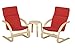 ECR4Kids Natural Bentwood Children's Table and Chair, Birch Finish with Red Cushions (3-Piece Set)