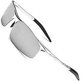 MOTELAN Men's Polarized Sunglasses for Driving Fishing Golf Metal Glasses UV400 Mirror Silver