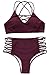 Cupshe Fashion Women’s Wine Red Fabric texture Bikini set Beach Swimwear Bathing Suit
