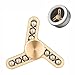 Tri-Fidget Hand Finger Spinner Metal Toy Time Killer for ADD, ADHD, Anxiety, and Autism Adult Children (Golden)