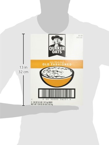 QUAKER OLD FASHIONED ROLLED OATS, NON GMO PROJECT VERIFIED, TWO 64OZ BAGS IN BOX, 90 SERVINGS, 4 POUND (PACK OF 2)
