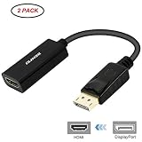 DisplayPort to HDMI Adapter 2 Pack, Benfei DP Display Port to HDMI Converter Male to Female Gold-Plated Cord Compatible for Lenovo Dell HP and Other Brand