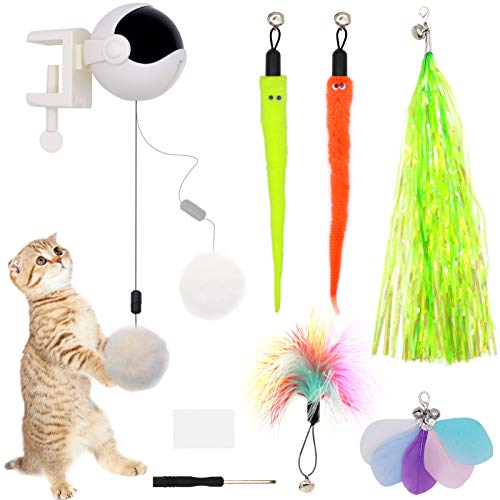 ZALALOVA Interactive Cat Toys, Automatic Lifting Cat Teaser & Teaser
